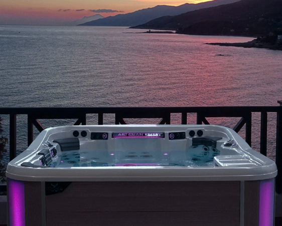 artesian hot tub spas sunset balcony beach at front driggs id